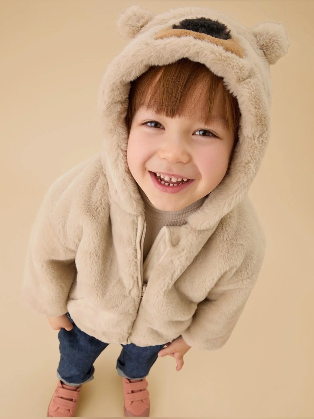 MORI Faux Fur Bear Hooded Jacket